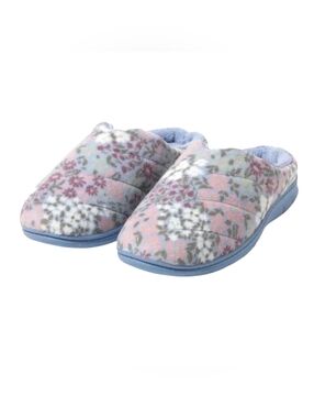 Women's Dearfoams Slippers with Memory Foam Blue Floral Size L (9-10) NIB